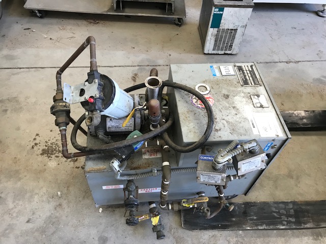 ***SOLD*** used Electro-Steam Generator Corp. model LC-15, S/N 37463, 480 volt steam generator.  15KW. Has 1/4 HP, 115v. motor. Used to generate steam to heat jackets on tanks/kettles. NB # 27463. 